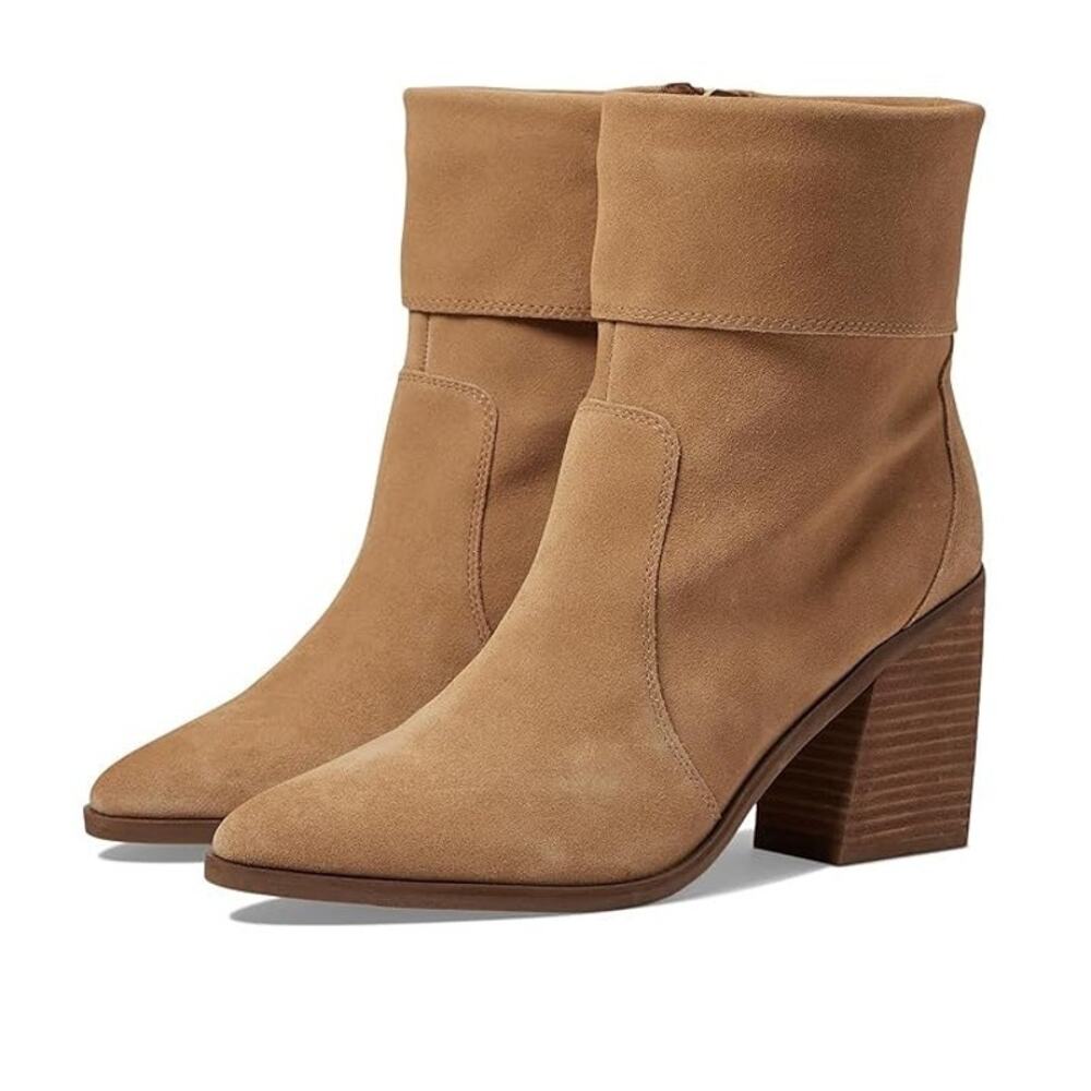 Blondo Womens Sinner Ankle Boots Size 7 Tortilla Tan Suede Waterproof Heels NIB